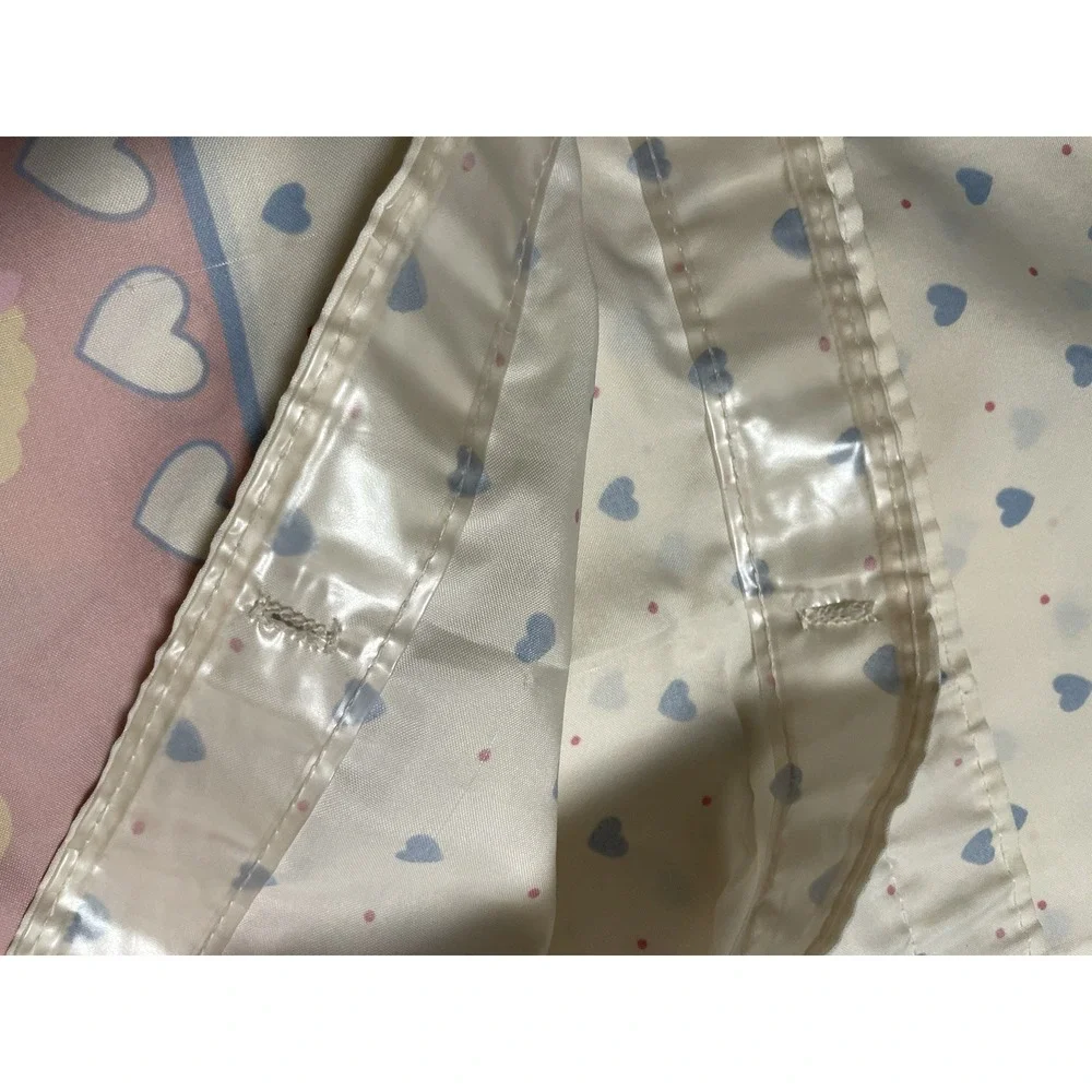 Vintage Shower Curtain Rocking Horse Blue Hearts Pink Granny Grannycore Cottage